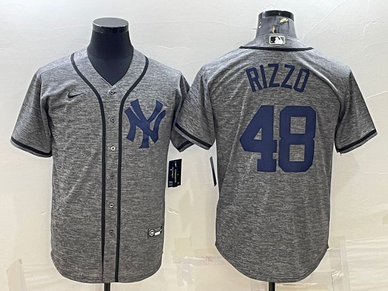 Men New York Yankees #48 Rizzo Grey hemp ash Nike 2022 MLB Jerseys